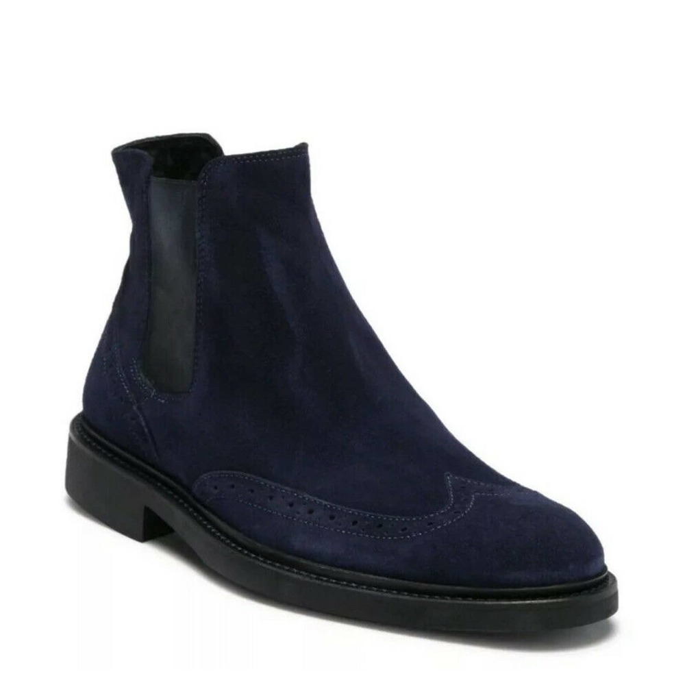 Bugatchi Brescia Navy Blue Suede Chelsea Boot
